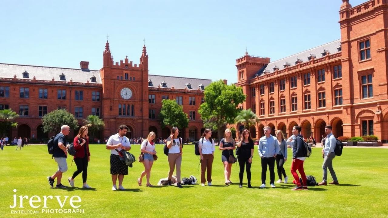 Australian university campus with international students